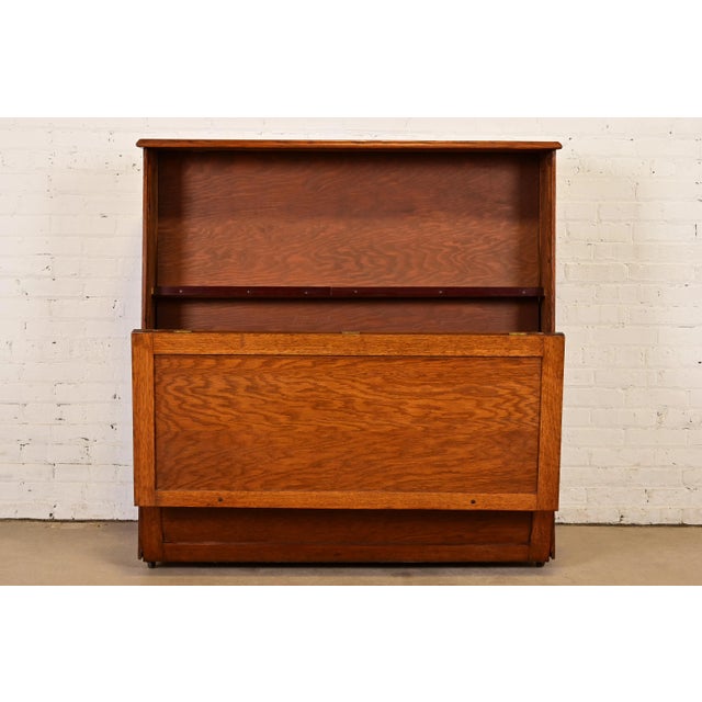 Early 20th Century Antique Mission Oak Arts & Crafts Standing Map Case, Circa 1900 For Sale - Image 5 of 14