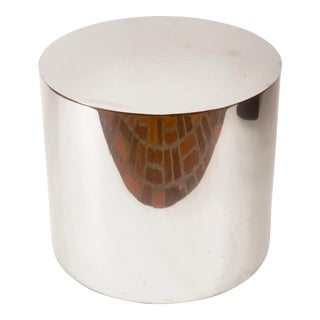 1970s Paul Mayen for Habitat “Architectural Supplements” Chrome Metal Drum Side Table For Sale