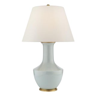 Chapman & Myers by Visual Comfort Signature Lambay Table Lamp in Ice Blue with Linen Shade For Sale