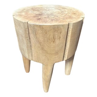 Sculptural Side Table Mango Wood Natural Finish For Sale