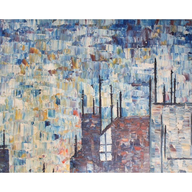 Abstract Oil on Canvas Painting of a Town by Loren For Sale In Indianapolis - Image 6 of 8