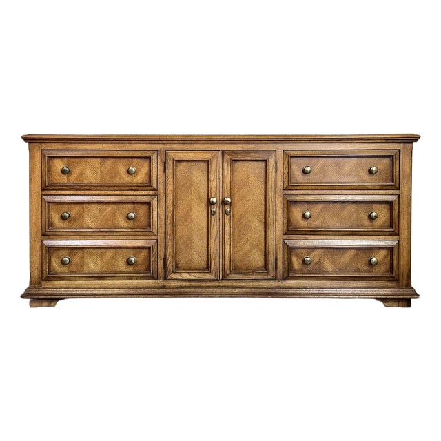 Vintage Parquet Herringbone Farmhouse-Style Dresser For Sale