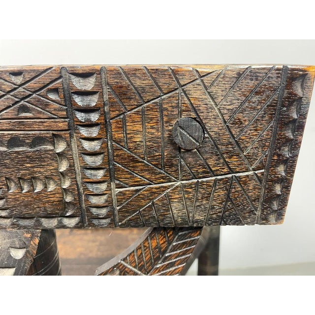 Ethiopian Gurage Chieftains Chair in Hand-Carved Hardwood, 1930s For Sale - Image 16 of 18
