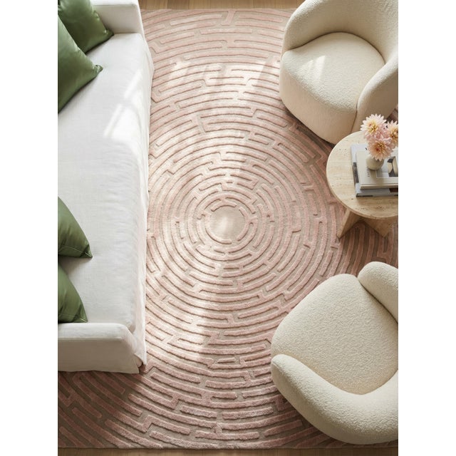 Amiens Hand-Tufted Maze Rug, Peony Pink, 4x6 For Sale - Image 4 of 4
