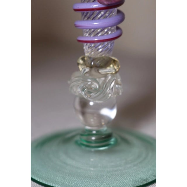 1990s Pair of Hand Blown Harry Stuart RPM Studio Art Glass Goblet Chalice Wine Glass For Sale - Image 9 of 11