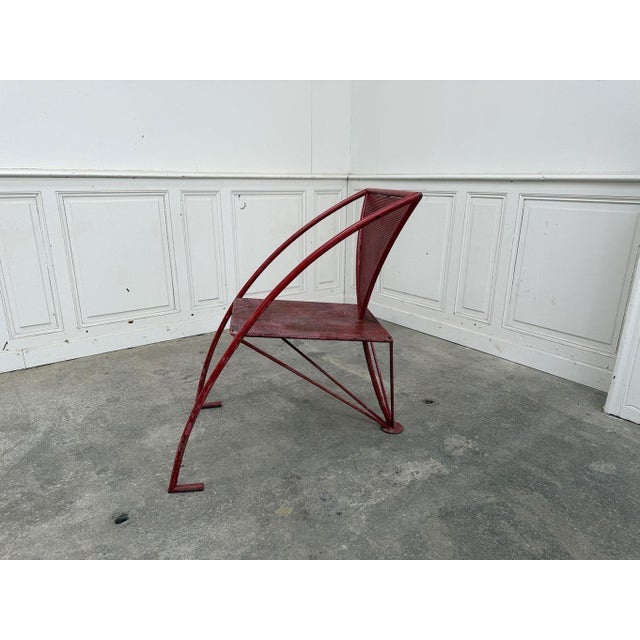 Red Metal Lounge Chair, 1950s For Sale - Image 6 of 9