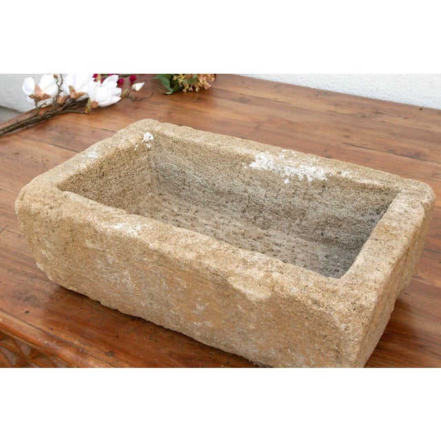 Provence Trough, Vintage Sandstone Basin Planter For Sale - Image 4 of 8