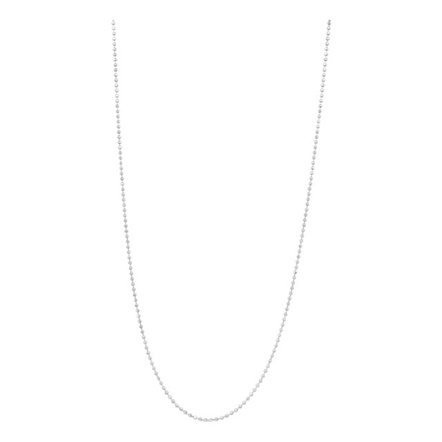 .925 Sterling Silver 0.7mm Slim and Dainty Unisex 18" Inch Ball Bead Chain Necklace For Sale