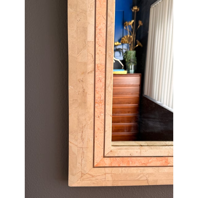 1980s 1980s Tessellated Fossil Coral and Pink Stone Wall Mirror For Sale - Image 5 of 12