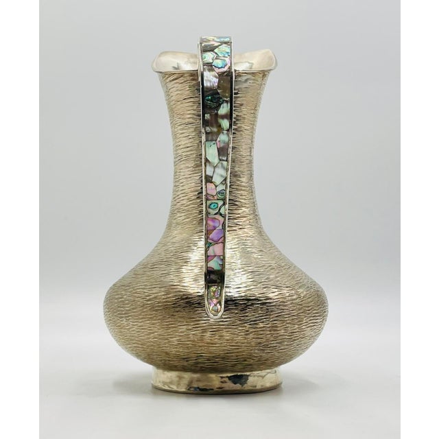 1960s Mexican Los Castillo Taxco Silver-Plated Pitcher With Abalone Handle For Sale - Image 11 of 18