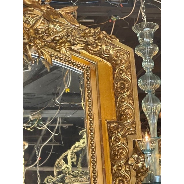 Monumental 19th Century French Louis XVI Giltwood Mirror For Sale - Image 10 of 10