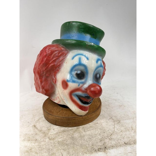 Fiberglass Clown Head Sculpture with Wooden Base, 1960s For Sale - Image 4 of 14