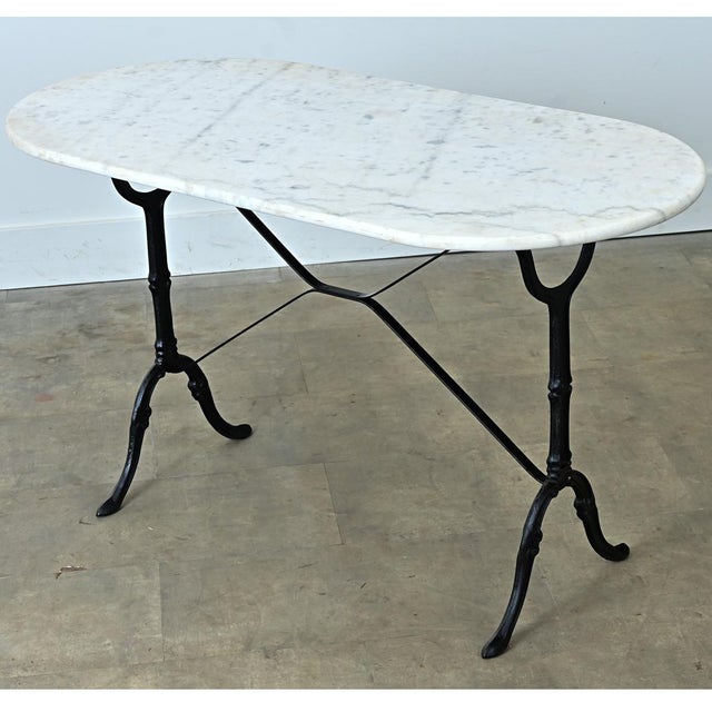 Early 20th Century French Marble Top Capsule Shape Bistro Table For Sale - Image 10 of 11