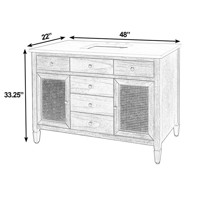 Spritely Home Accent Furniture Flagstaff 48 in W. Wood & Quartz 5 Drawer Single Sink Bathroom Vanity, Desert Sand For Sale - Image 4 of 11