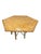 Large wooden table with rattan bottom. Seats 6 people. Chairs in are photo not included.