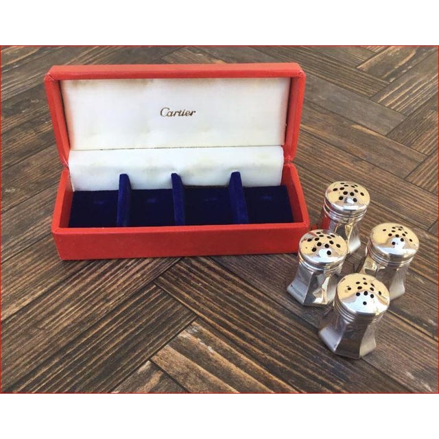 Cartier Cartier Salt & Pepper Shakers Sterling Silver - 4pcs with Original Box Ca' 1960's For Sale - Image 4 of 5