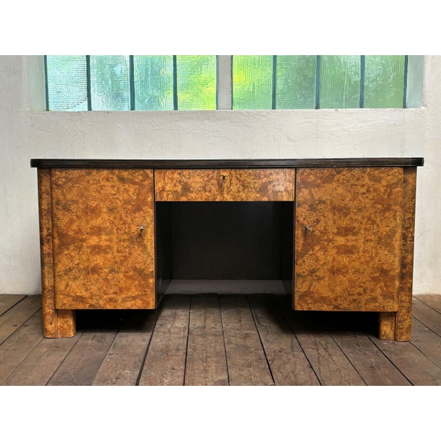 Goldenrod Art Deco Study Set in Mountain Elm Burl, 1925, Set of 2 For Sale - Image 8 of 11