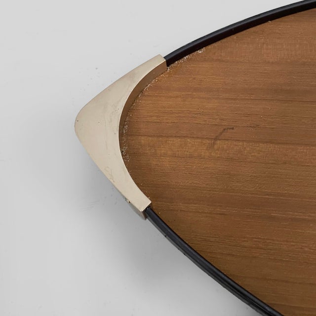 Mid-Century Modern Italian Brass and Black Wood Tray from MB Italia, 1950s For Sale - Image 10 of 12