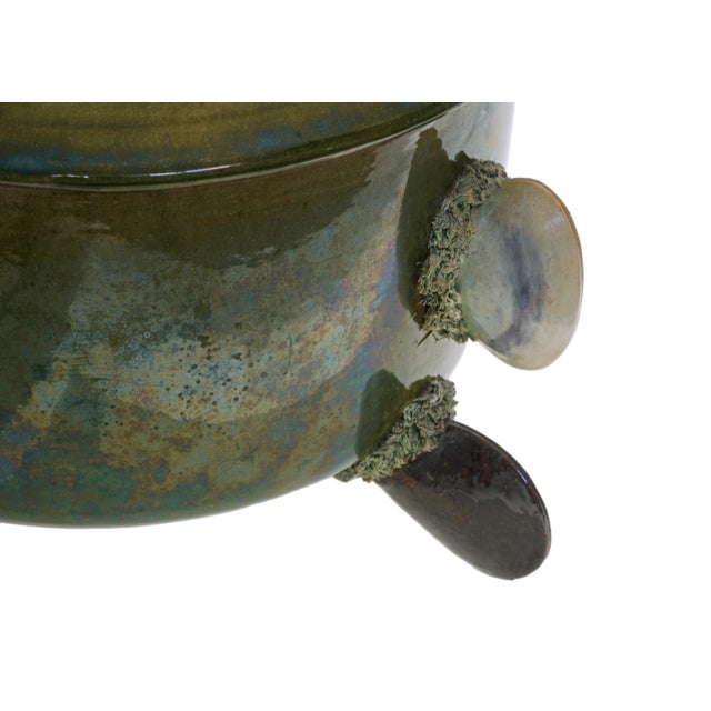Late 20th Century Olive Green Majolica Crab Lidded Serving Tureen Portugal Palissy Ware Coastal Decor For Sale - Image 9 of 11