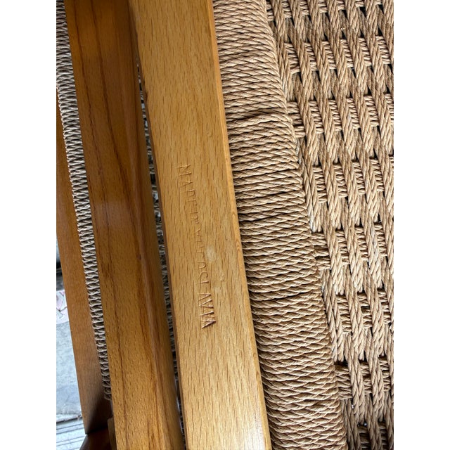 Mid-Century Modern Yugoslavian Woven Rocking Chair & Folding Ottoman | Circa 1960s For Sale - Image 18 of 18