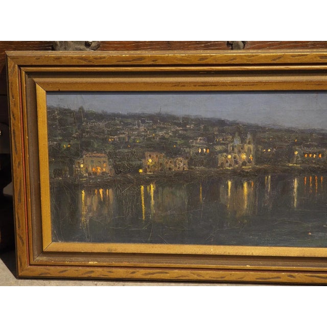 Late 19th Century The Italian Seaside at Night, Oil on Canvas Painting, Nicola Ascione (1870-1957) For Sale - Image 5 of 11