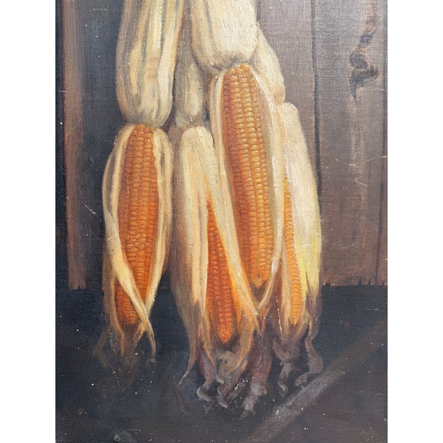 Folk Art Oil Painting of Corn American C 1940 For Sale - Image 4 of 5