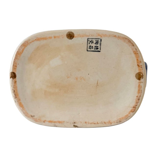 Ceramic Chinese Blue & White Chinoiserie Rectangular Footbath Jardinière Cachepot For Sale - Image 7 of 8