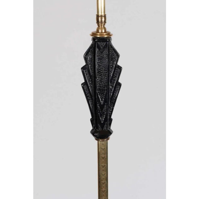 Art Deco Skyscraper Style Floor Lamp in Solid Brass and Black Enamel For Sale - Image 4 of 9