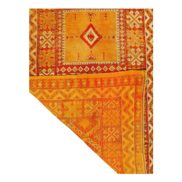 Moroccan Vintage Gold Color Moroccan Rug 4'4'' X 9'4'' For Sale - Image 3 of 5