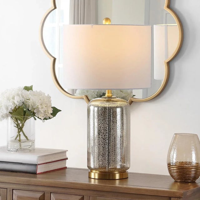 Modern Novah 26" Metallic Table Lamp in Silver For Sale - Image 3 of 4