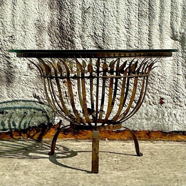 Vintage Regency Ferrocolor Spain Gilt Table For Sale - Image 9 of 11