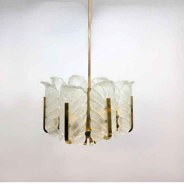 Murano Glass Leaf and Brass 8-Light Chandelier by Carl Fagerlund for JBS For Sale - Image 13 of 13