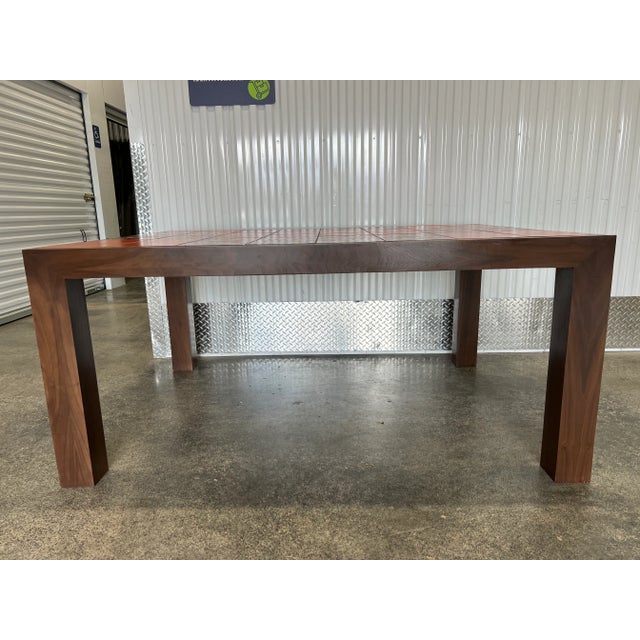 1970's Mod Orange Tile Top Dining Table For Sale In Miami - Image 6 of 13