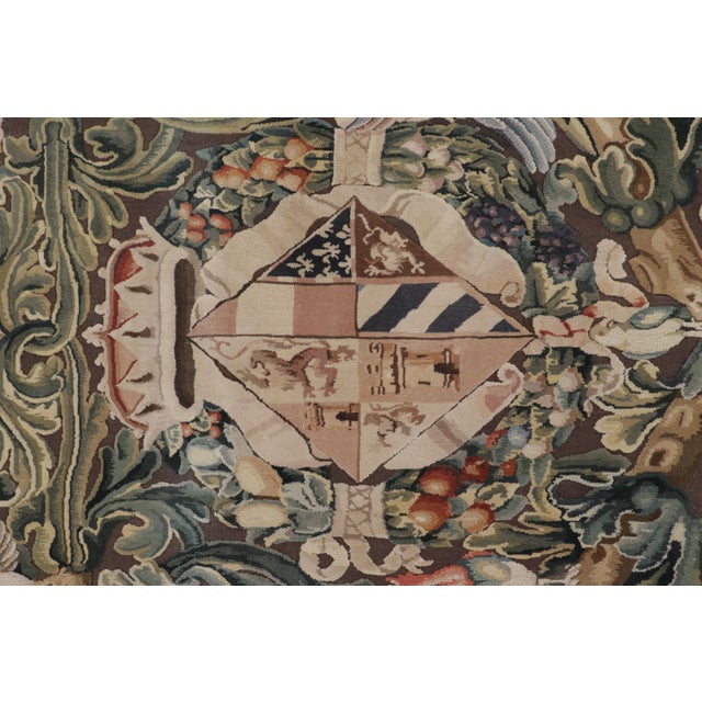 Textile Rug & Kilim’s Armorial Tudor Style Runner in Black, With Beige, Blue and Gold For Sale - Image 7 of 9