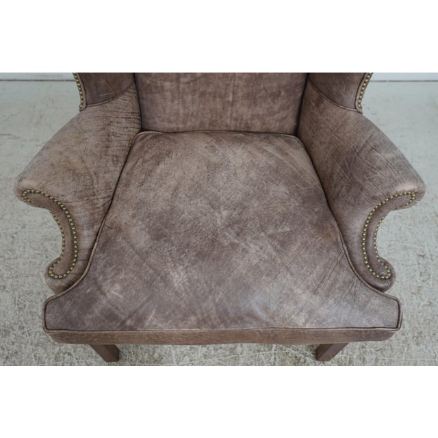 Ralph Lauren Leather Chippendale Wing Chair For Sale - Image 9 of 18