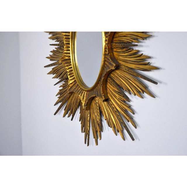 Large Golden Wood Sun Mirror, 1920s For Sale - Image 4 of 7