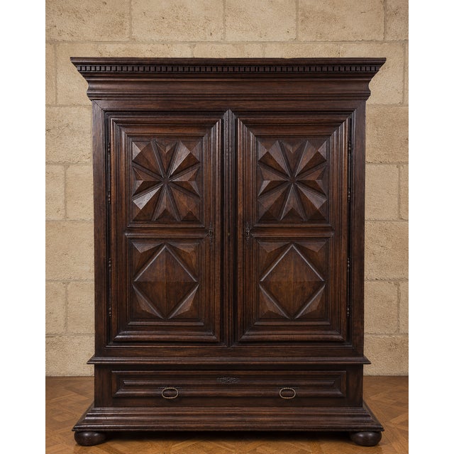 Louis XIII Burgundian Wardrobe in Walnut For Sale - Image 4 of 6