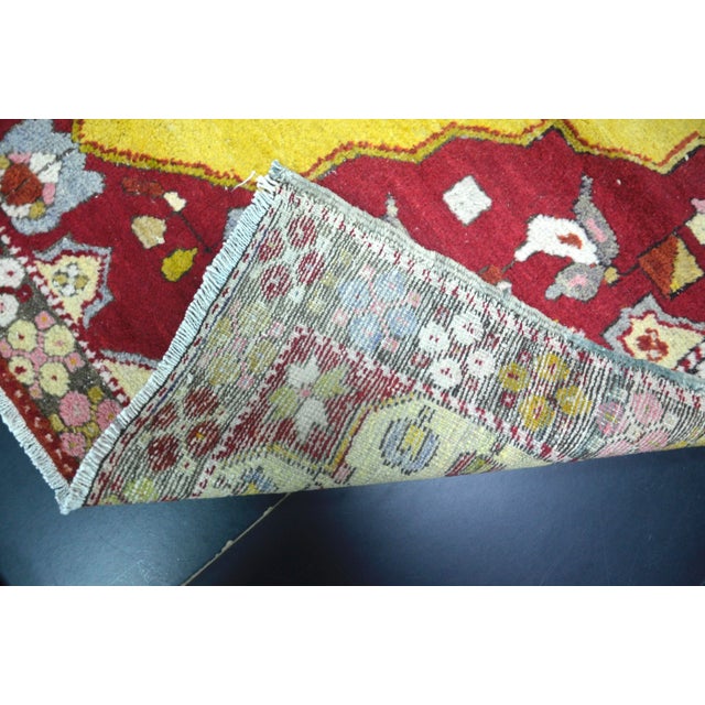 Vintage Turkish Red and Yellow Rug For Sale - Image 9 of 11
