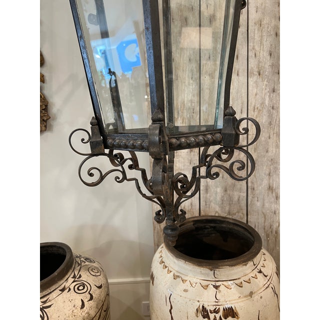 19th Century Italian Antique Scrolled Iron Lantern For Sale - Image 4 of 7
