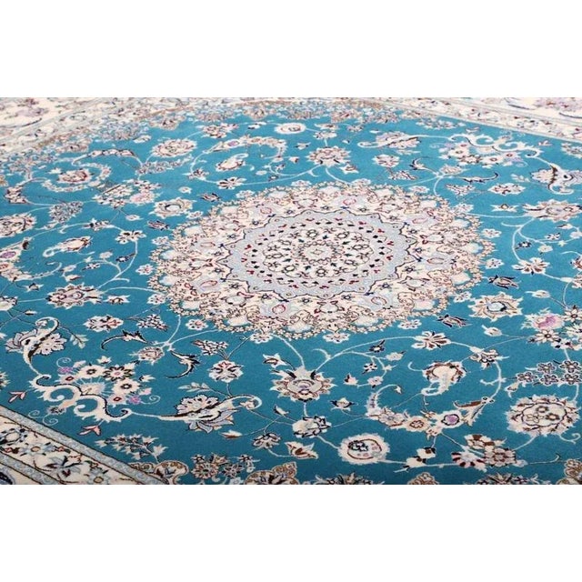 Blue Nain Rug with Floral Design For Sale - Image 8 of 11