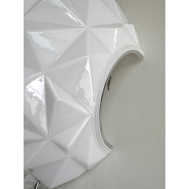 Italian Large Designer Murano Glass Wall Sconces in Modern Geometric Shape, 1990 Beautiful pair of shiny white, large wall...