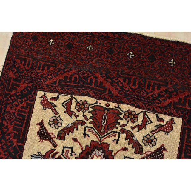 Baloch Rug 3’2” X 5’6” Ivory Wool Vintage Tribal Hand-Knotted Oriental Carpet For Sale In Philadelphia - Image 6 of 12