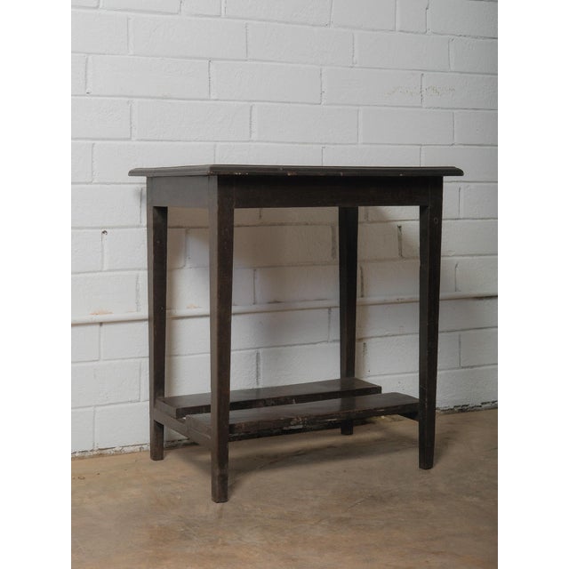 Rustic Dark Wooden Side Table With Lower Shelf For Sale - Image 3 of 4
