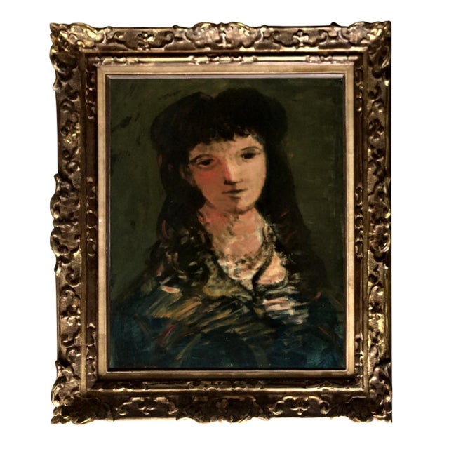 Sylvain Vigny, Portrait of Woman with Hat, Oil Painting, 1950s, Framed For Sale - Image 13 of 13