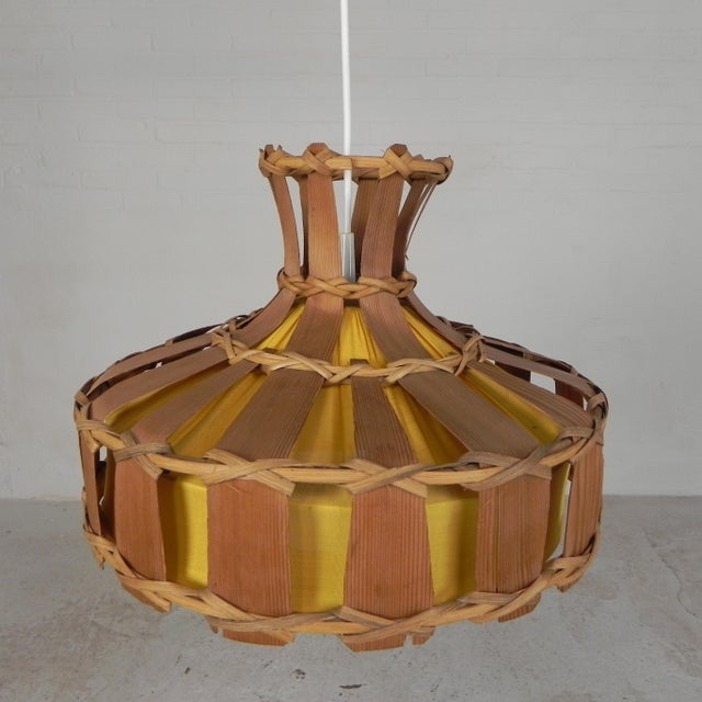 Vintage Hanging Lamp with Rattan Shade, 1970s For Sale - Image 6 of 16