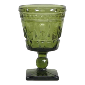 Indiana Glass Colony Park Lane Avocado Green Wine Water Goblet Cup