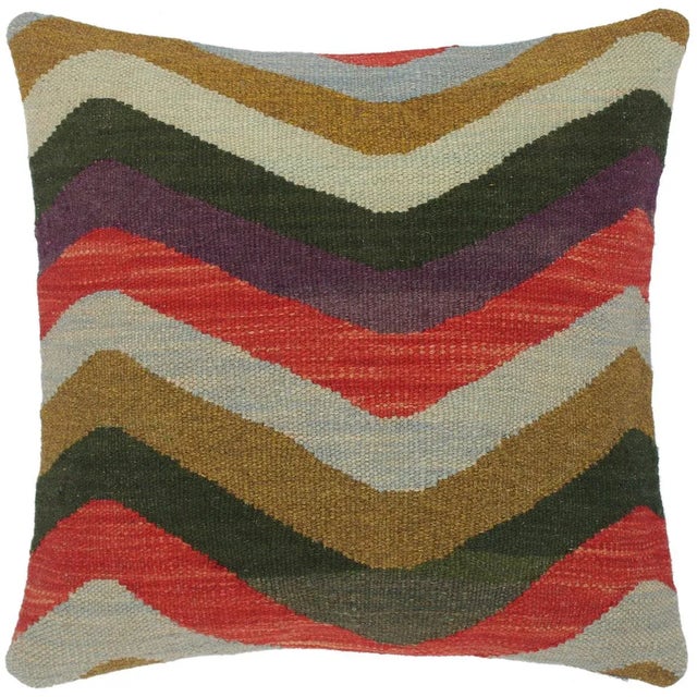 Abstract Hand-Woven Turkish Kilim Pillow For Sale In New York - Image 6 of 6
