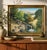 A serene mid-century California landscape painting depicting Wooden Valley Creek in Napa Valley, rendered in warm summer...