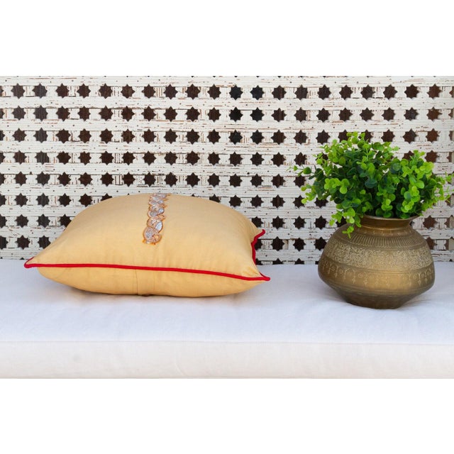 Indian Sunglow Peacock Sage Silk Blend Pillow Cover For Sale - Image 3 of 5