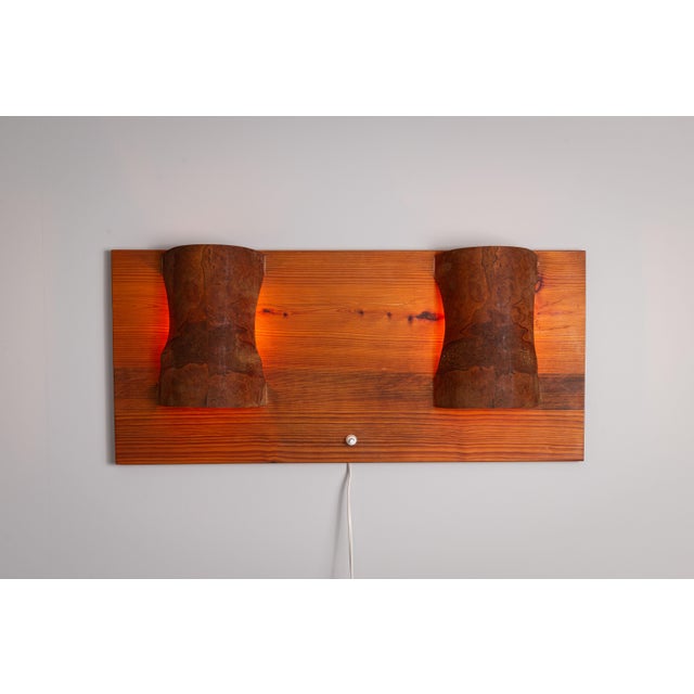 Rectangular Pine Wall Lamp with Bur Wood Veneer Shades, 1960s For Sale - Image 6 of 15